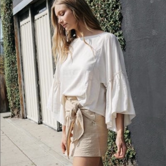 Grade & Gather Chloe Striped Wrap Skirt in Sand - Picture 4 of 6